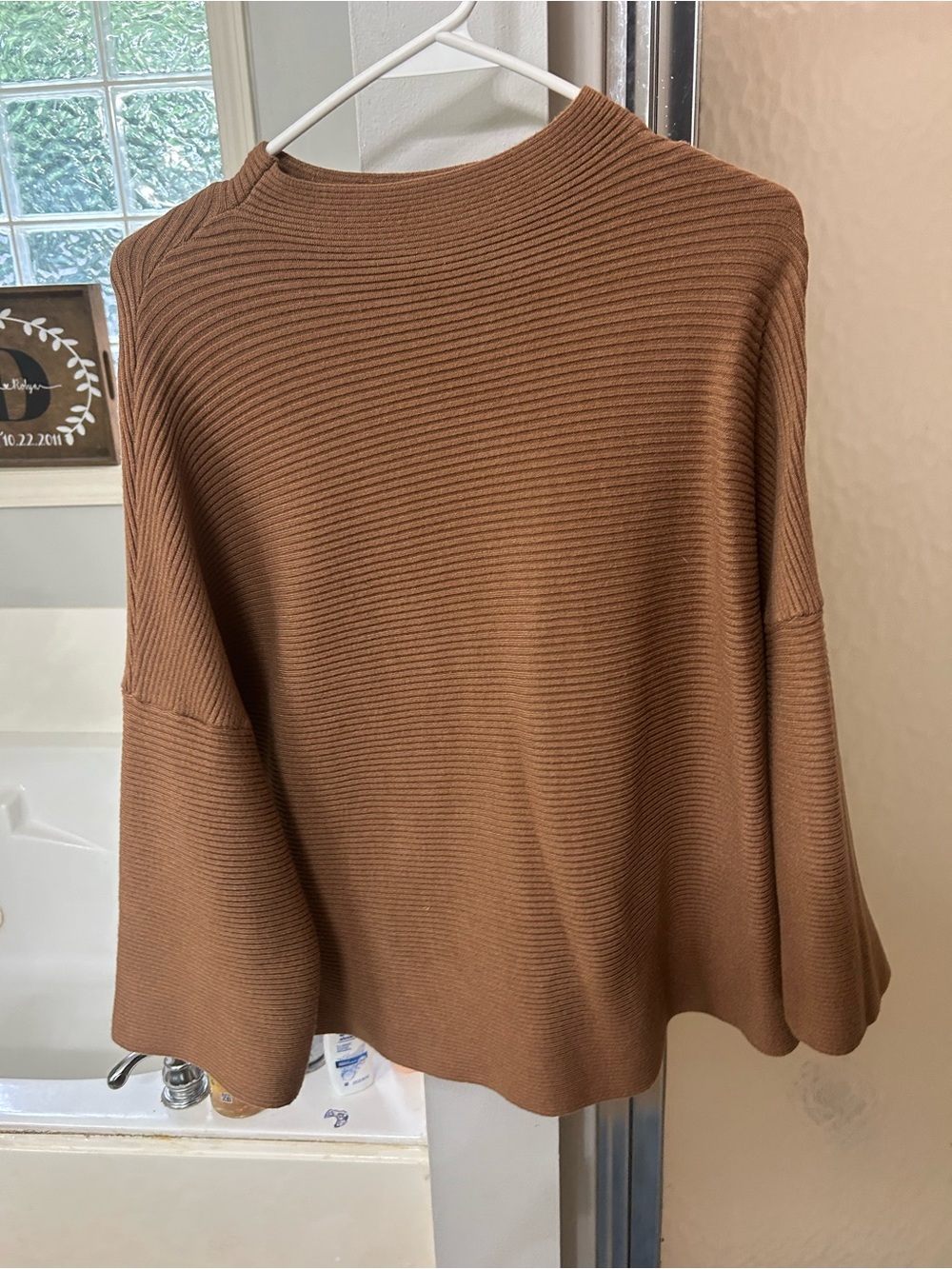 Ellison Chestnut Ribbed Drop-Shoulder Sweater - Picture 2 of 3